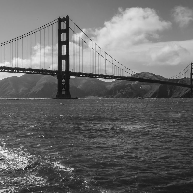 Fotografie von der Golden Gate Bridge in San Francisco in schwarz weiß